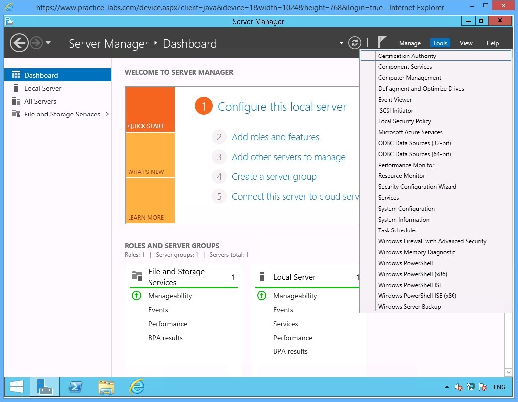 Practice Labs screenshot.
